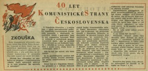 40. let Komunistické strany Československa. Zkouška. In Čs. rozhlas a televize 5-1961 (24. 1. 1961), s. (článek)