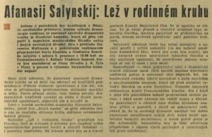 Afanasij Salynskij - Lež v rodinném kruhu. In Čs. rozhlas a televize 49-1964 (24. 11. 1964), s. 1 (článek)