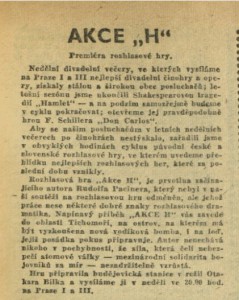 Akce H. In Rozhlas 28-1958 (1. 7. 1958), s. 13