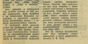 Ardi Lijves, estonský autor rozhlasové hry. In Čs. rozhlas a televize 24-1966 (31. 5. 1966), s. 1 (článek) 02