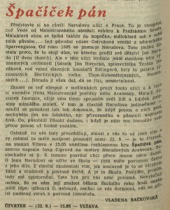 Bačkovská, Vladěna - Špačíček pán. In TR 35-1985 (19. 8. 1985), s. 14 (článek).