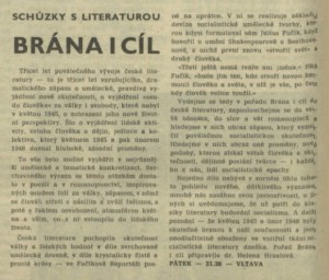 Brána i cíl. In Rozhlas 18-1975 (21. 4. 1975), s. 4 (článek)