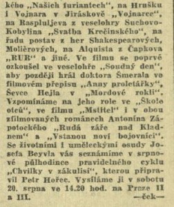 Chvilky v zákulisí - Josef Beyvl. In Čs. rozhlas a televize 34-1960 (9. 8. 1960), s. 5 (článek) 02