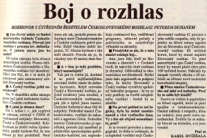 Duhan, Peter - Boj o rozhlas. Mladá fronta Dnes, 24.01.1992