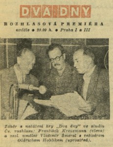 Dva dny. Rozhlasová premiéra. In Čs. rozhlas a televize 28-1959 (30. 6. 1959), s. 1 (článek) 01