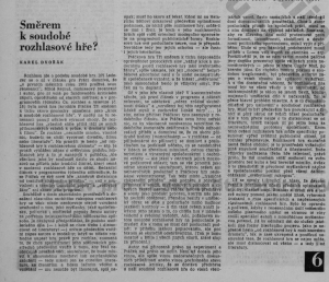 Dvořák, Karel - Směrem k soudobé rozhlasové hře. In Literární noviny 21-1963, s. 6