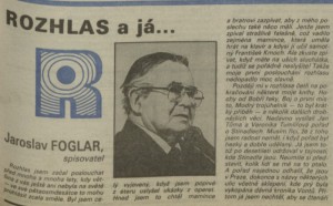 Foglar, Jaroslav - Rozhlas a já. In Týdeník Rozhlas 27-1992 (22. 6. 1992), s. 1 (článek) 01