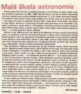 Grygar, Jiří - Malá škola astronomie. In Rozhlas 1991-08, s. 14