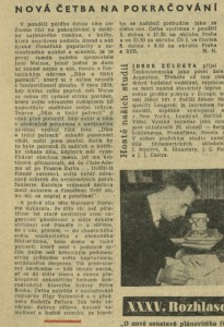 HH - Nová četba na pokračování. In Čs. rozhlas a televize 15-1965 (30. 3. 1965), s. 16 (článek)