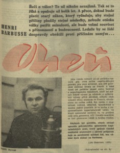 Henri Barbusse - Oheň. In Rozhlas 25-1974 (10. 6. 1974), s. 1 (článek) 01