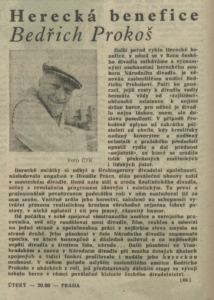 Herecká benefice - Bedřich Prokoš. In Rozhlas 46-1983 (31. 10. 1983), s. 4 (článek)