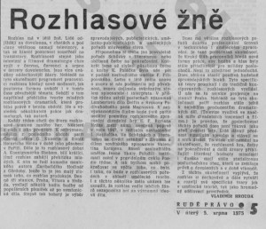 Hrouda, Vladimír - Rozhlasové žně. In Rudé právo, 5. 8. 1975, s. 5 (článek).