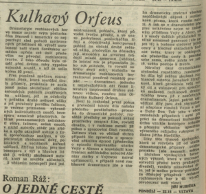 Hubička, Jiří - Kulhavý Orfeus. In Rozhlas 19-1985 (29. 4. 1985), s. 4 (článek).