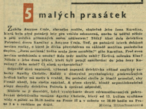 Hübschmannová, Milena - 5 malých prasátek. In Čs. rozhlas a televize 21-1960 (10. 5. 1960), s. 6 (článek)