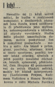 I když... In Tvorba 27-1990 (4. 7. 1990), s. 24 (recenze) 01