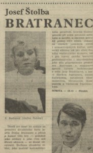 Josef Štolba - Bratranec. In Rozhlas 11-1978 (27. 2. 1978), s. 4 (článek)