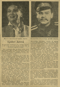 K literárně dramatickým pořadům. Ljubov Jarová. In Rozhlas 45-1953 (26. 10. 1953), s. 5 (článek).
