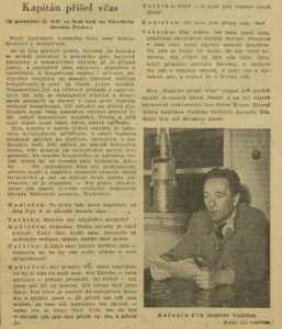 Kapitán přišel včas. In Čs. rozhlas a televize 51-1953 (7. 12. 1953), s. 7 (článek).