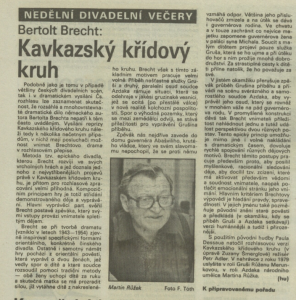 Kavkazský křídový kruh. In Rozhlas 48-1989 (13. 11. 1989), s. 4 (článek)