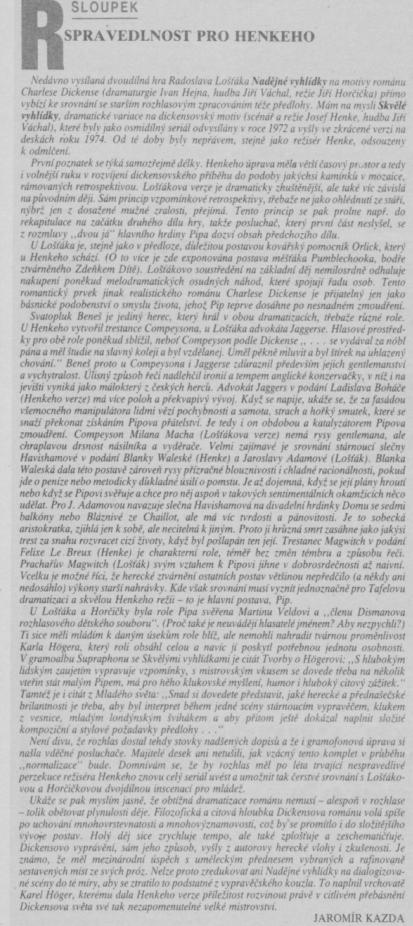Kazda, Jaromír - Spravedlnost pro Henkeho. In Scéna 13-1990, s. 4