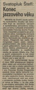 Konec jazzového věku. In Rozhlas 5-1990 (22. 1. 1990), s. 4 (článek) 01