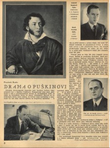 Kožík, František - Drama o Puškinovi. In Radiojournal 4-1937 (23. 1. 1937), s. 6 (článek).