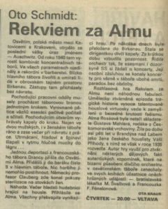 Kraus, Ota - Rekviem za Almu. In Rozhlas 19-1989 (23. 4. 1989), s. 4 (článek)