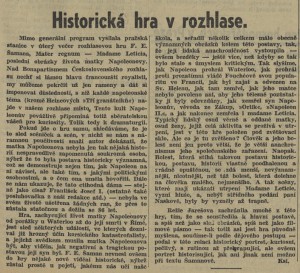 Ksi - Historická hra v rozhlase. In Venkov, 13. 2. 1936 (článek).