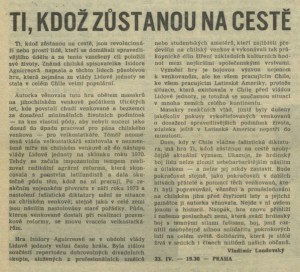 Landovský, Vladimír - Ti, kdož zůstanou na cestě. In Rozhlas 16-1975 (7. 4. 1975), s. 4 (článek)