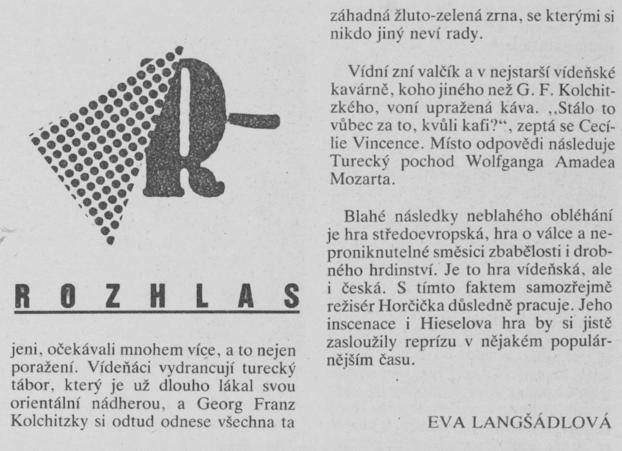 Langšádlová, Eva - Blahé následky neblahého obléhání.2 In Scéna 2-1991, s. 6