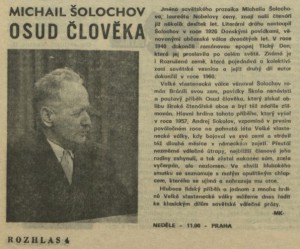 MK - Osud člověka. In Rozhlas 16-1975 (7. 4. 1975), s. 4 (článek)