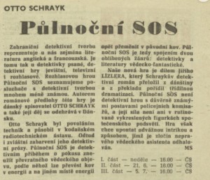 MS - Půlnoční SOS. In Rozhlas 23-1970 (25. 5. 1970), s. 17 (článek).