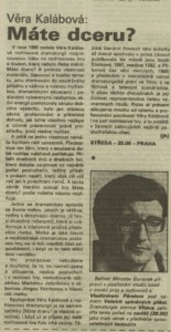 Máte dceru. In TR 32-1992 (27. 7. 1992), s. 4 (článek).