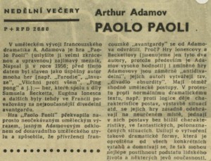 Nedělní večery - Paolo Paoli. In Čs. rozhlas a televize 47-1962 (13. 11. 1962), s. 2 (článek) 01