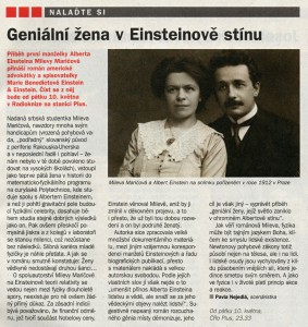 Nejedlá, Pavla - Geniální žena v Einsteinově stínu. In Týdeník Rozhlas 19-2019