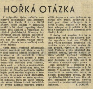 Ochová, Sheila - Hořká otázka (Dvojí zákon). In Rudé právo, 12. 3. 1969, s. 5 (recenze)