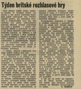 Ochová, Sheila - Týden britské rozhlasové hry. In Rudé právo, 26. 2. 1969, s. 5 (recenze)