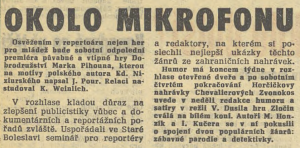 Okolo mikrofonu. In Večerní Praha, 7. 4. 1967