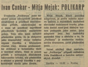 Polikarp. In Čs. rozhlas a televize 24-1969 (2. 6. 1969), s. 17 (článek).