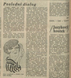 Poslední dialog. In Rozhlas 43-1986 (13. 10. 1986), s. 4 (článek).