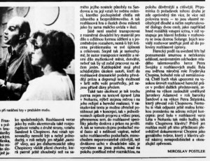 Postler, Miroslav - O iluzích s trochou iluze. In Scéna, 13. 8. 1982, s. 4 (02)