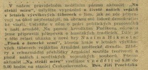 Procházka, Jiří - Armádní rozhlas. In Čs. rozhlas a televize 28-1952 (30. 6. 1952), s. 11 (článek)a