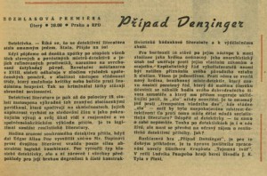 Případ Denzinger. In Čs. rozhlas a televize 29-1963 (9. 7. 1963), s. 1 (článek).