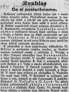 Rozhlas. Co si poslechneme. In Národní osvobození 243-1936 (18. 10. 1936) 01