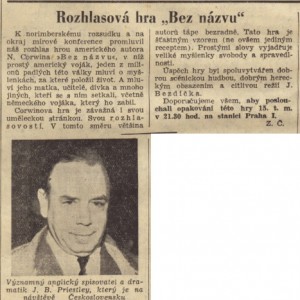 Rozhlasová hra Bez názvu. In Rudé právo 1946-10-10