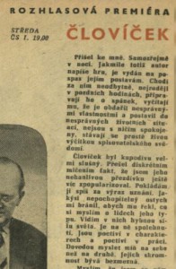 Rozhlasová premiéra. Človíček. In Čs. rozhlas a televize 25-1963 (11. 6. 1963), s. 01 (článek) 01