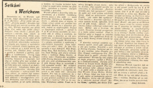 Schrich, Josef - Setkání s Werichem. In Za svobodné Československo 253-1945 (16. 10. 1945), s. 4