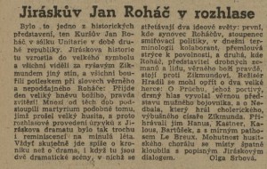 Srbová, Olga - Jiráskův Jan Roháč v rozhlase. In Práce, 17. 8. 1945, s. 3 (recenze).