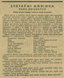 Sváteční hodinka. Rada moudrých. In Čs. rozhlas a televize 1-1964 (22. 12. 1963), s. 5 (článek).