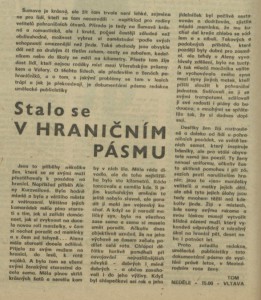 TOM - Stalo se v hraničním pásmu. In Rozhlas 32-1975 (28. 7. 1975), s. 4 (článek).